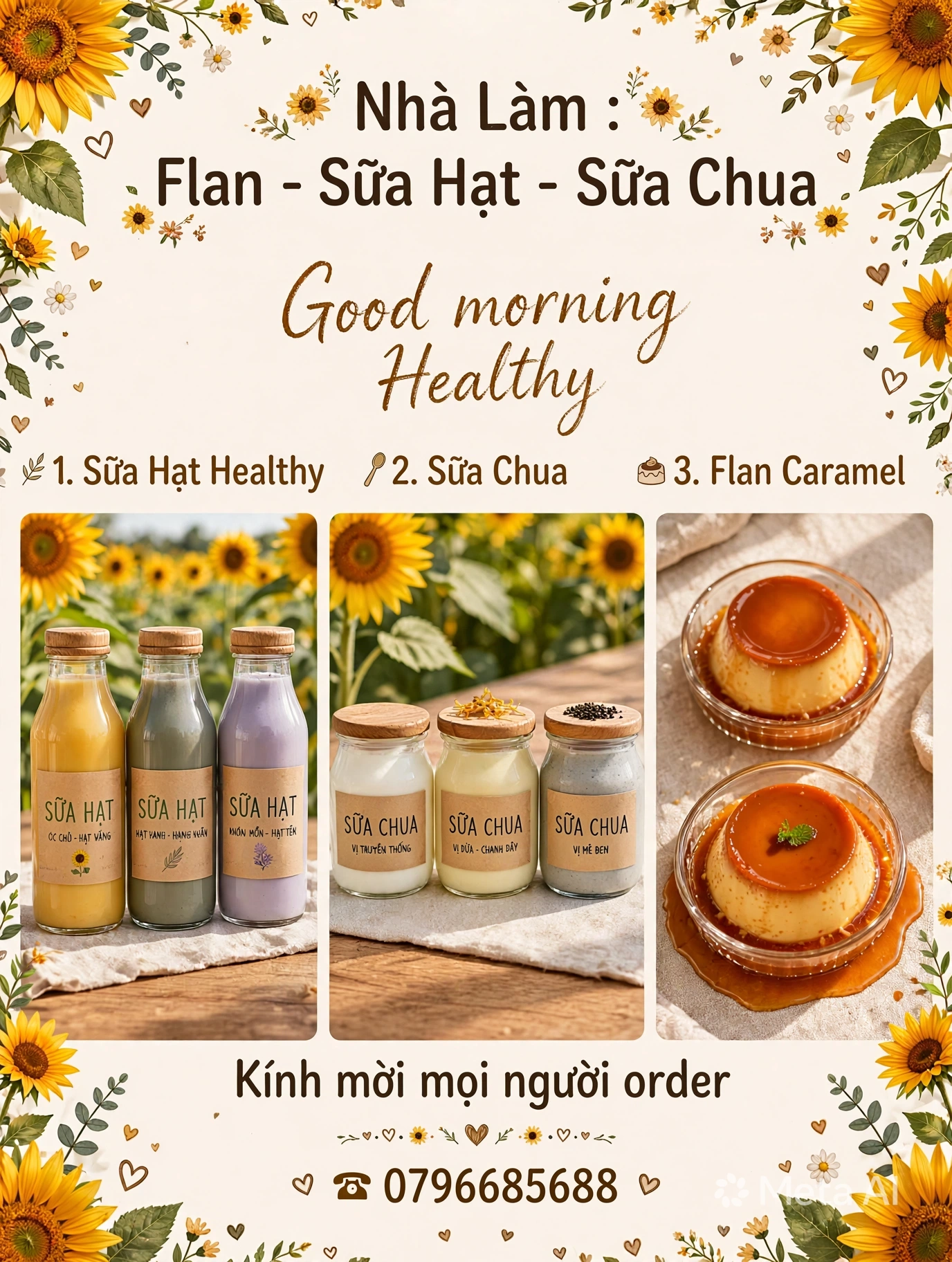 NHÀ LÀM: FLAN – SỮA HẠT – SỮA CHUA